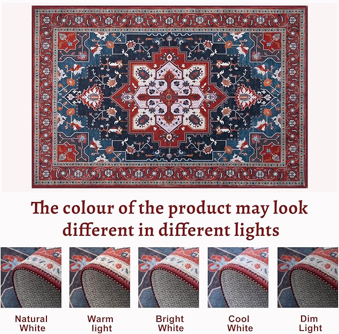 Tangsoo Red Vintage Small 2x3 Washable Rugs for Entryway Non-Slip Oriental Low Pile Rug for Front Door, Kitchen, Indoor, Accent Throw Small Area Rug, Door Mat for Entrance, Soft Boho Rug