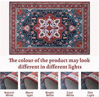 Tangsoo Red Vintage Small 2x3 Washable Rugs for Entryway Non-Slip Oriental Low Pile Rug for Front Door, Kitchen, Indoor, Accent Throw Small Area Rug, Door Mat for Entrance, Soft Boho Rug