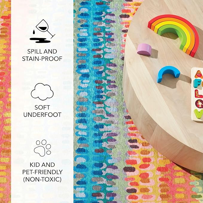 Dash and Albert Paint Chip Machine Washable Area Rug - 5' x 8' Multicolor - Geometric Accent Rug - Anti-Slip Backing, Lightweight, Machine Washable, High Traffic Areas Kitchen, Mudroom, Laundry Room