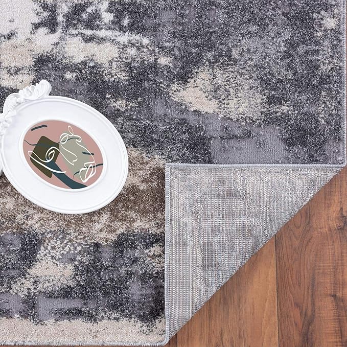 LUXE WEAVERS Euston Collection Gray-Gray 6x9 Modern Abstract Area Rug
