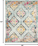 SAFAVIEH Area Rug 8x10 - Madison Collection - Large - Blue & Yellow, Boho Diamond Distressed Design, Non-Shedding & Easy Cleaning, Ideal for Living Room, Bedroom, Office, Dining Space (MAD418K)
