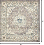 Unique Loom Salzburg Collection Classic Traditional Design Oriental Inspired Border Area Rug (5' 0 x 5' 0 Square, Gray/Beige)