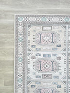 Fame Living Faded Oushak Rug, Turkish Vintage Floral Pastel Large Oversized Area Rugs for Living Room Dining Bedroom Kitchen Bathroom Nursery (848CrNv, 2' x 3')
