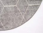 Unique Loom Trellis Frieze Collection Area Rug - Geometric (4' 1" Round Light Gray/Ivory)