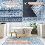 Fame Living Washable Area Rug. Modern Farmhouse. Vintage. Turkish. Bohemian. Distressed. Oriental. Traditional. Rugs for Living Room. Dining. Bedroom. Office. Entryway. Foyer. (866CBl, 5' x 6'9")
