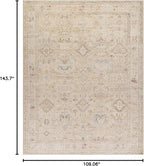 Hauteloom Nakia Bohemian Vintage Medallion Area Rug - Damask Floral Fade Look Carpet for Living Room - Farmhouse - Ivory, Cream, Medium Brown - 9'2" x 12' (9x12 Area Rug)
