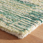 Dash and Albert x Kit Kemp Ladycross Wool Area Rug - 3' x 5' Green Graphic Hand Hooked Accent Rug - Durable, High Traffic Areas Living Room, Hallway, Stairs