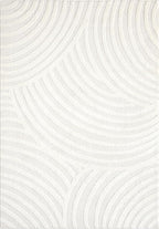 Abani Nomad Cream Tone-on-Tone Area Rug 4' x 6' for Living Room, Bedroom - Linear Curves Pattern - Durable & Easy to Clean