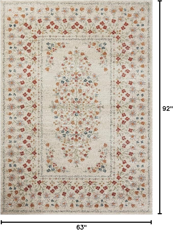 Loloi Rifle Paper Co. Laurel Collection LAU-02 Linen 5'-3" x 7'-8" Area Rug