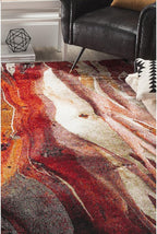 SAFAVIEH Glacier Collection 2'7" x 5' Red / Multi GLA126A Modern Abstract Non-Shedding Living Room Bedroom Area Rug