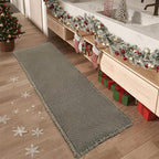 Upgraded Christmas Waffle Runner Rug Super Absorbent Non Slip Bath Mats for Bathroom Floor Washable Bathroom Runner Rug with Tassels, Ideal for Hallway Bedroom Laundry Room, Green, 2' x 5'(24" x 60")
