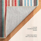 Dash & Albert Ranch Stripe Machine Washable Rug, 3 X 5 Feet, Multi Stripe Pattern