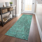 Addison Rugs Chantille ACN591 Teal 2'3" x 7'6" Indoor Outdoor Hallway Runner Rug, Stain Resistant Washable Kitchen Area Carpet for Bathroom, Laundry and Bedroom Rug