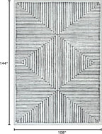 Bloom Rugs Washable Non-Slip 9' x 12' Rug - Black/Ivory Striped Area Rug for Living Room, Bedroom, Dining Room, and Kitchen - Exact Size: 9' x 12'