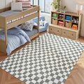 jinchan 6x9 Checkered Area Rugs for Kids Room - Machine Washable Soft Rug Modern Geometric Lattice Non-Slip Carpet for Nursery Playroom Classroom Living Room Bedroom Dining Room Home Office Grey