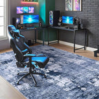 Area Rug Living Room Rugs - 8x10 Washable Large Soft Indoor Neutral Modern Abstract Low Pile Rug Carpet for Bedroom Dining Room Farmhouse Home Office - Navy Blue