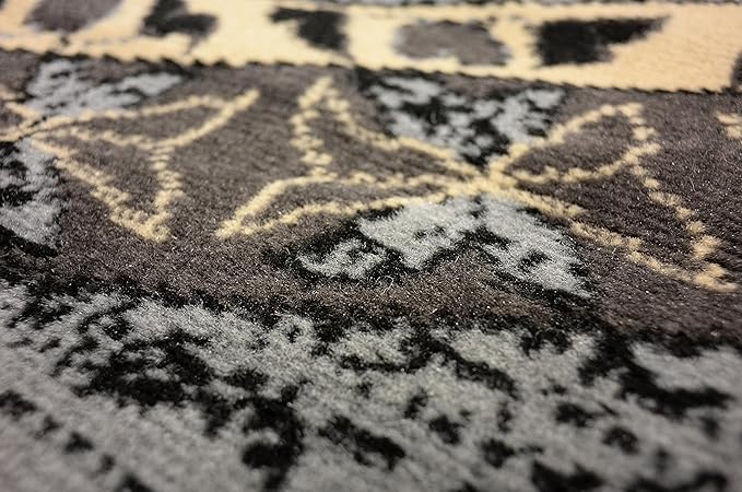 Unique Loom Taftan Collection Border Geometric Tribal Inspired Design Area Rug (8' 0 x 8' 0 Round, Gray/ Black)