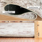 ReaLife Rugs Machine Washable Area Rug - Living Room Bedroom Bathroom Kitchen Entryway Office - Padded Low Pile Stain Resistant Premium - Boho Farmhouse Vintage - BEV - Beige 5' x 7'
