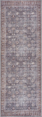 Bloom Rugs Washable 10 ft Runner - Brown/Dark Gray Traditional Runner for Entryway, Hallway, Bathroom, and Kitchen - Exact Size: 2.5' x 10'