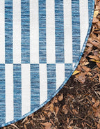 Unique Loom Outdoor Striped Collection Area Rug - Striped (4' 1" Round, Blue/Ivory)