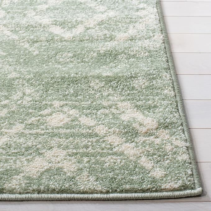 SAFAVIEH Adirondack Collection Runner Rug - 2'6" x 10', Green & Ivory, Modern Diamond Distressed Design, Non-Shedding & Easy Care, Ideal for High Traffic Areas in Living Room, Bedroom (ADR131Y)