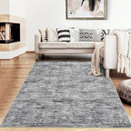 RUGSREAL Bedroom Area Rug 4x6 Modern Abstract Area Rug Stain Resistant Living Room Rug Contemporary Dining Room Rug Non-Slip Solid Rug Aesthetic Accent Floor Carpet for Kitchen Office, Ivory/Grey
