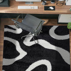 Rugshop Abstract Wavy Shag Area Rug Anthracite Dark Gray 4' x 6' Ideal for Small Living Rooms, Offices, or Beside The Bed