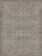 9x12 Area Rug Machine Washable Boho Rug for Living Room,Ultra-Thin Low Pile Carpet,Lightweight Indoor Printed Rug,Non Slip Floral Area Rug for Bedroom, Dining Room, Home Office,Grayish Blue