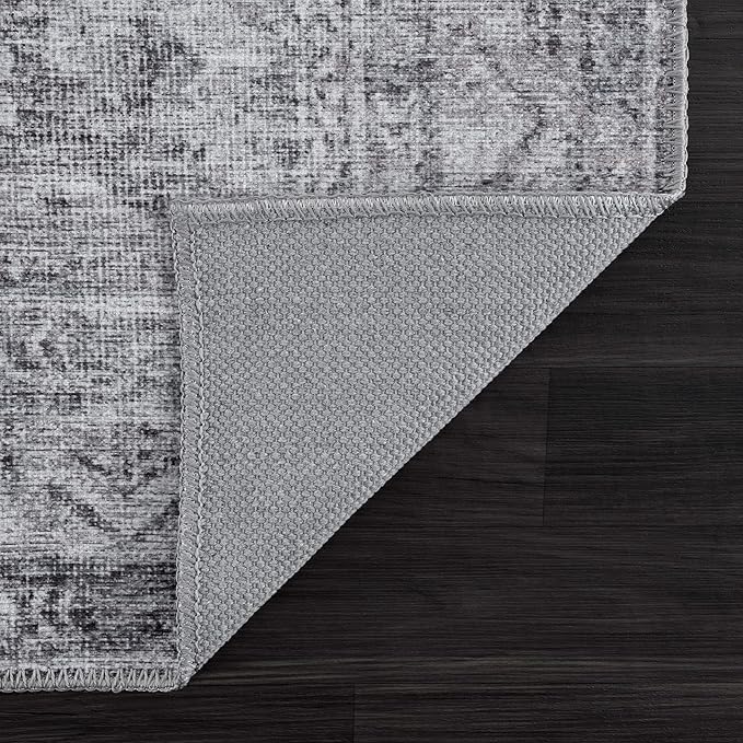 Bloom Rugs Washable 9' x 12' Rug - Ivory/Silver Gray Traditional Area Rug for Living Room, Bedroom, Dining Room, and Kitchen - Exact Size: 9' x 12'