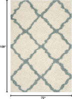 SAFAVIEH Dallas Shag Collection Area Rug - 6' x 9', Ivory & Light Blue, Trellis Design, Non-Shedding & Easy Care, 1.5-inch Thick Ideal for High Traffic Areas in Living Room, Bedroom (SGD257J)