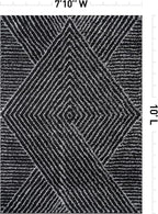 Rugshop Geometric Diamond Stripe Area Rug Anthracite Dark Gray 7' 10" x 10' Perfect for Large Living Rooms, Dining Areas, or Master Bedrooms