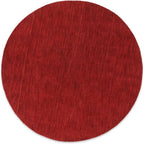 Hand Knotted Loom Wool ECO-Friendly Area Rugs - 6'x6', Round, Red Color, Solid Plain Design, High Pile Thick Handmade Anti Skid Area Rugs for Living Room, Bed Room (L00111)