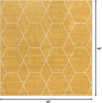 Unique Loom Trellis Frieze Collection Area Rug - Geometric (4' Square, Yellow/ Ivory)