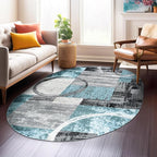 Rugshop Contemporary Abstract Circle Design Soft Oval Area Rug 5' x 7' Gray