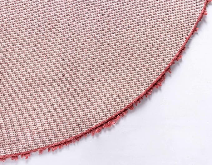 Unique Loom Davos Shag Collection Area Rug - Solid (4' 1" Round, Poppy)