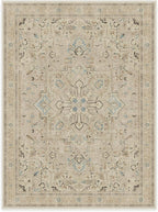 RUGGABLE Washable Vintage Area Rug – Kamran Ivory Opal 9x12, Stain-Resistant, Non-Slip – Large Machine Washable Rugs for Living Room, Bedroom, Hallway, Entryway & Office–with Cushioned Pad