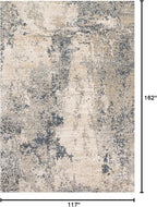 Loloi Teagan Collection TEA-07 Natural/Denim 9'-9" x 13'-6" Area Rug, Large, Soft Neutral Rug, High-Traffic for Living Room, Bedroom, Home Office, Dining Area