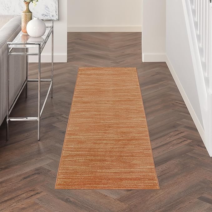 Nourison Home Nourison Essentials Rust 2'2" x 10' Area Rug - Easy Clean, Non Shedding, Bed Room, Living Room, Dining Room, Kitchen (10' Runner)