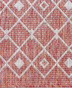 Unique Loom Outdoor Trellis Collection Area Rug - Tribal Trellis (10' 8" Square, Rust Red/ Ivory)