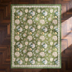 jinchan Elora 8x10 Floral Rug for Living Room Washable Bedroom Rug Vintage Romance Design Non Slip Thin Indoor Floor Cover Large Low-Profile Throw Carpet for Dining Room Office, Green