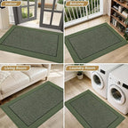 BEQHAUSE Indoor Door Mat 24" x 36", Dirt Trapper Door Mats Non-Slip Entryway Rugs Washable, Resist Dirt Absorbent Welcome Mat, Low Profile Floor Mats for Front Back Door and Entryway, Green