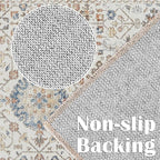 jinchan Area Rug 2x3 Washable Entryway Rug Distressed Orange Multi Vintage Floral Kitchen Print Floor Cover Indoor Doormat Retro Bathroom Living Room Bedroom Office Farmhouse