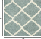 SAFAVIEH Dallas Shag Collection Area Rug - 8' Square, Seafoam & Ivory, Trellis Design, Non-Shedding & Easy Care, 1.5-inch Thick Ideal for High Traffic Areas in Living Room, Bedroom (SGD257C)