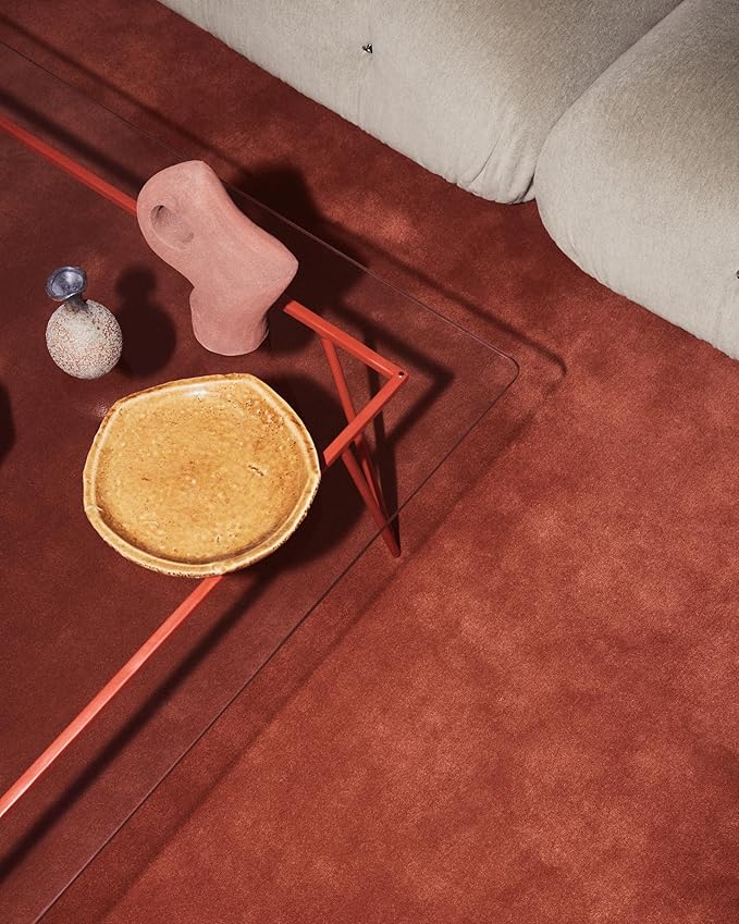 Hand-Tufted Wool Rectangle Area Rug – Soft Premium Wool Carpet for Living Room, Bedroom & Home Décor – 9X13 ft| Brick Red – Durable, Non-Slip Backing, Handcrafted Rug
