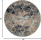 Unique Loom Trellis Frieze Collection Area Rug - Geometric (7' Round, Blue Multi/ Ivory)