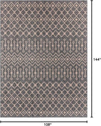 Unique Loom Outdoor Trellis Collection Area Rug - Tribal Trellis (9' x 12' Rectangle, Charcoal Gray/ Natural)