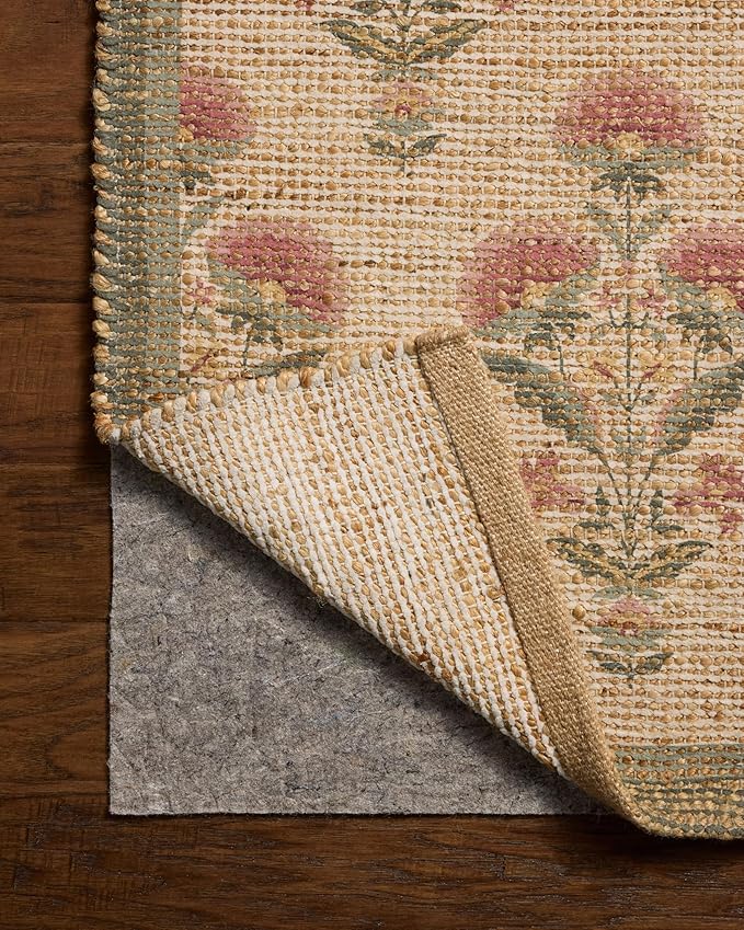 Loloi Chris Loves Julia Rue Collection RUE-01 Sage/Blush 5'-0" x 7'-6" Area Rug Jute Neutral Floral Living Room Bedroom Rug