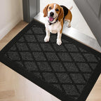 COSY HOMEER Non-Slip Door Mat 24"x36", Entryway Rugs Low Profile Absorbent Dirt Trapper Doormat for Front Entrance, Washable Polypropylene Entry Mat (Black)