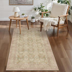 Bavni 4x6 Vintage Floral Rug, Washable Non Slip Area Rug for Entryway, Bedroom, Kitchen or Living Room, Low Pile Carpet, Brown Pink