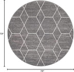 Unique Loom Trellis Frieze Collection Area Rug - Geometric (6' Round, Dark Gray/ Ivory)